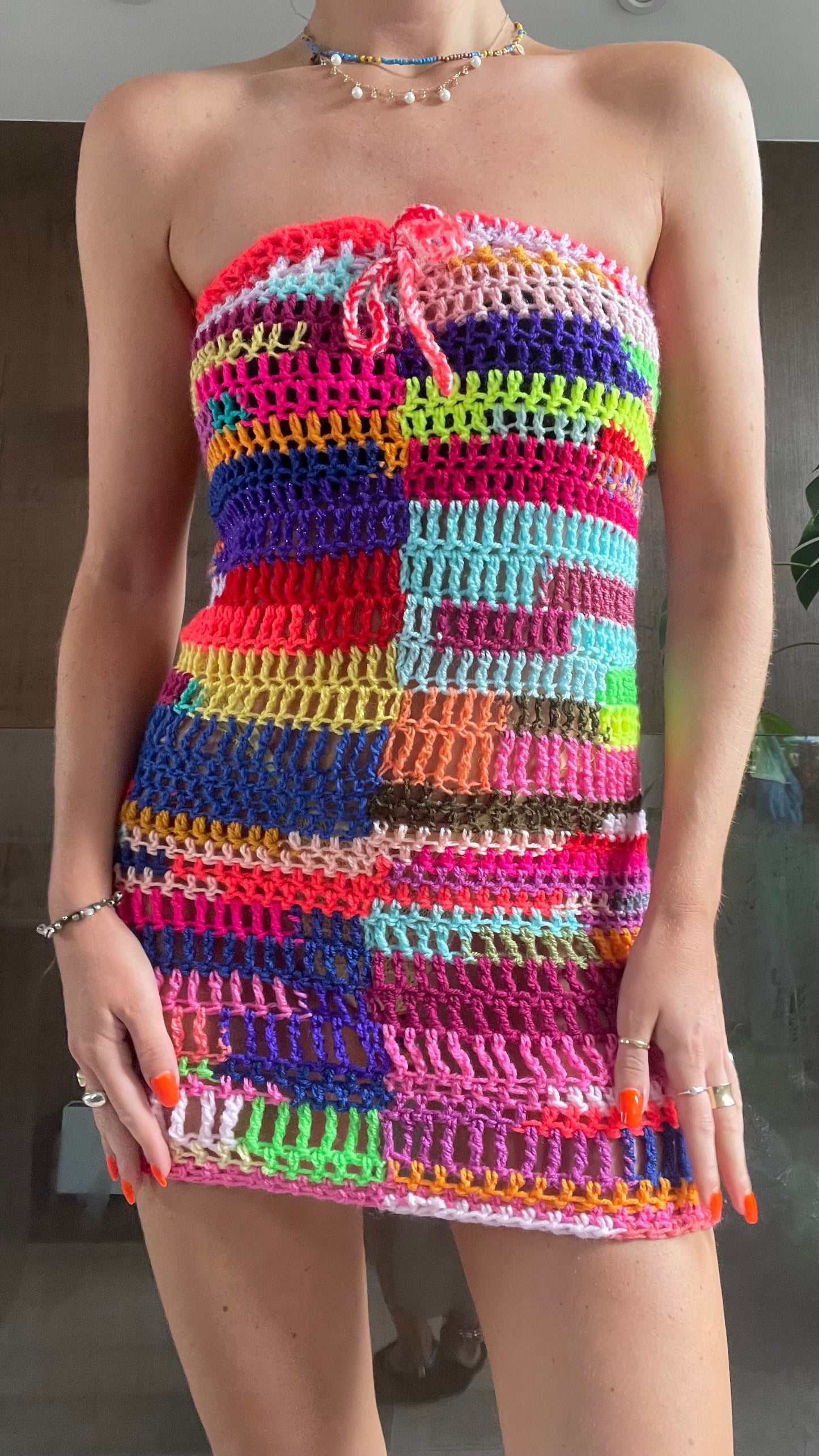 CROCHET SCRAP 2in1 DRESS~SKIRT / 1834. / (MADE TO ORDER)