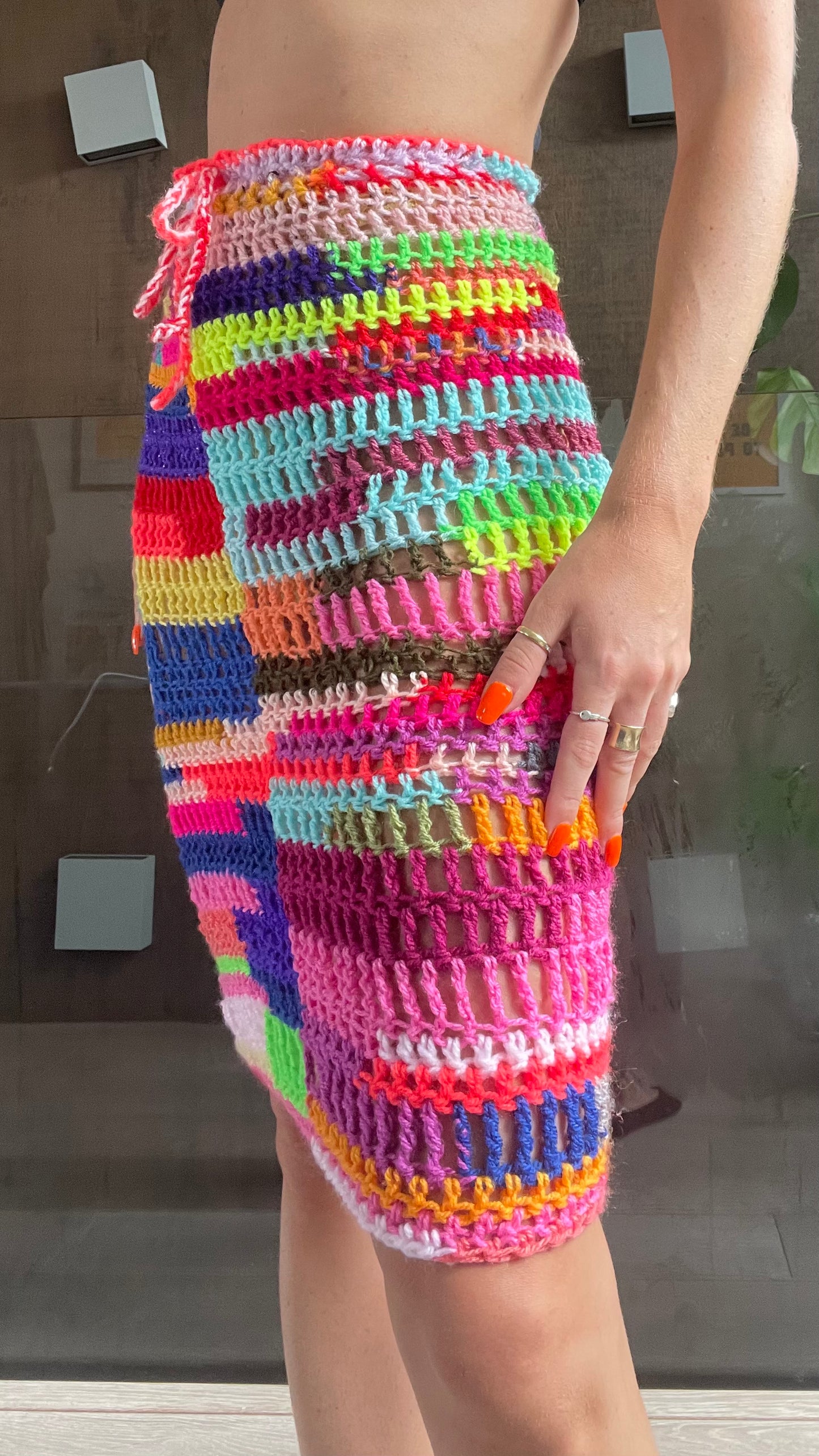 CROCHET SCRAP 2in1 DRESS~SKIRT / 1834. / (MADE TO ORDER)