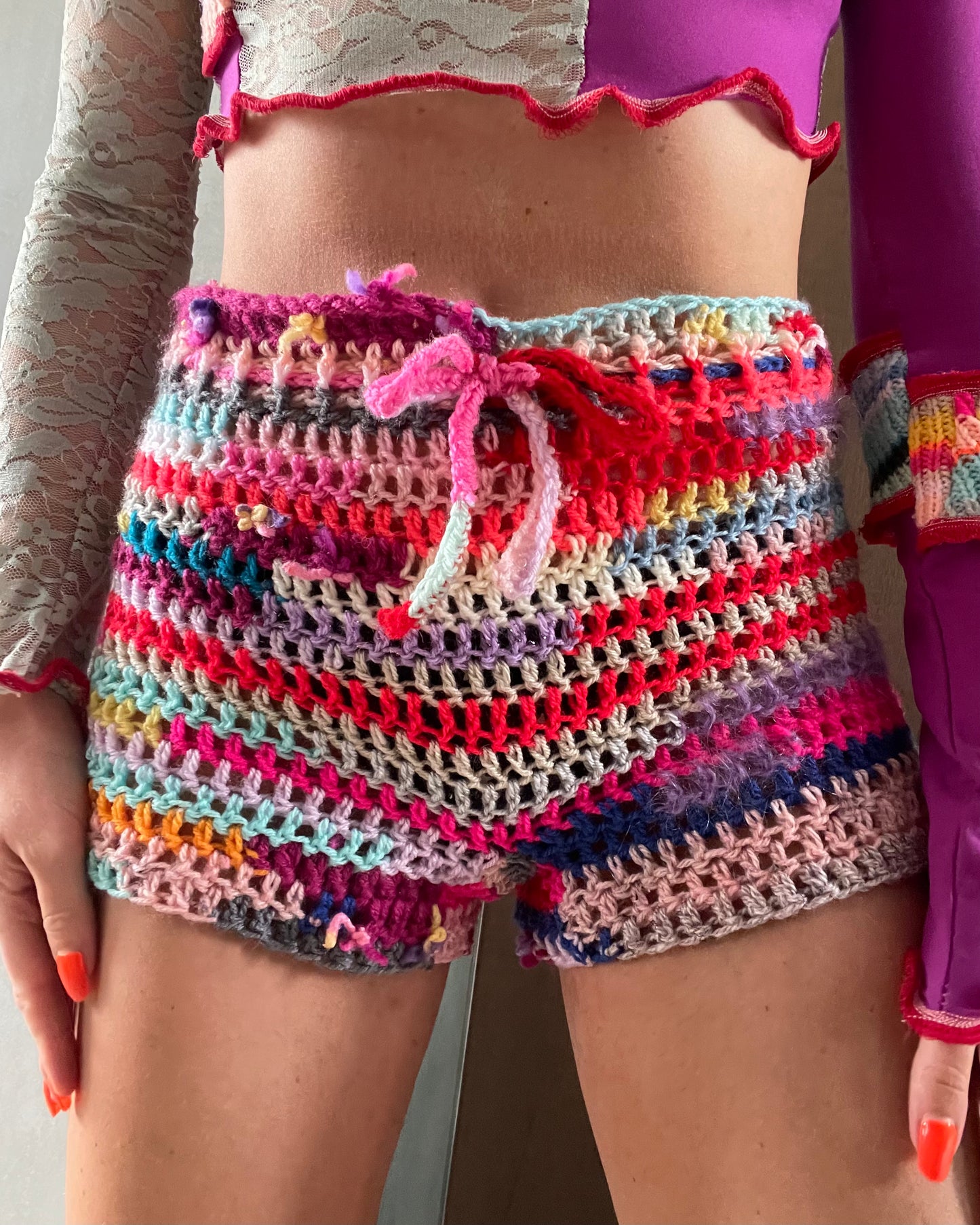 CROCHET SCRAP SHORTS / 1833. / (MADE TO ORDER)