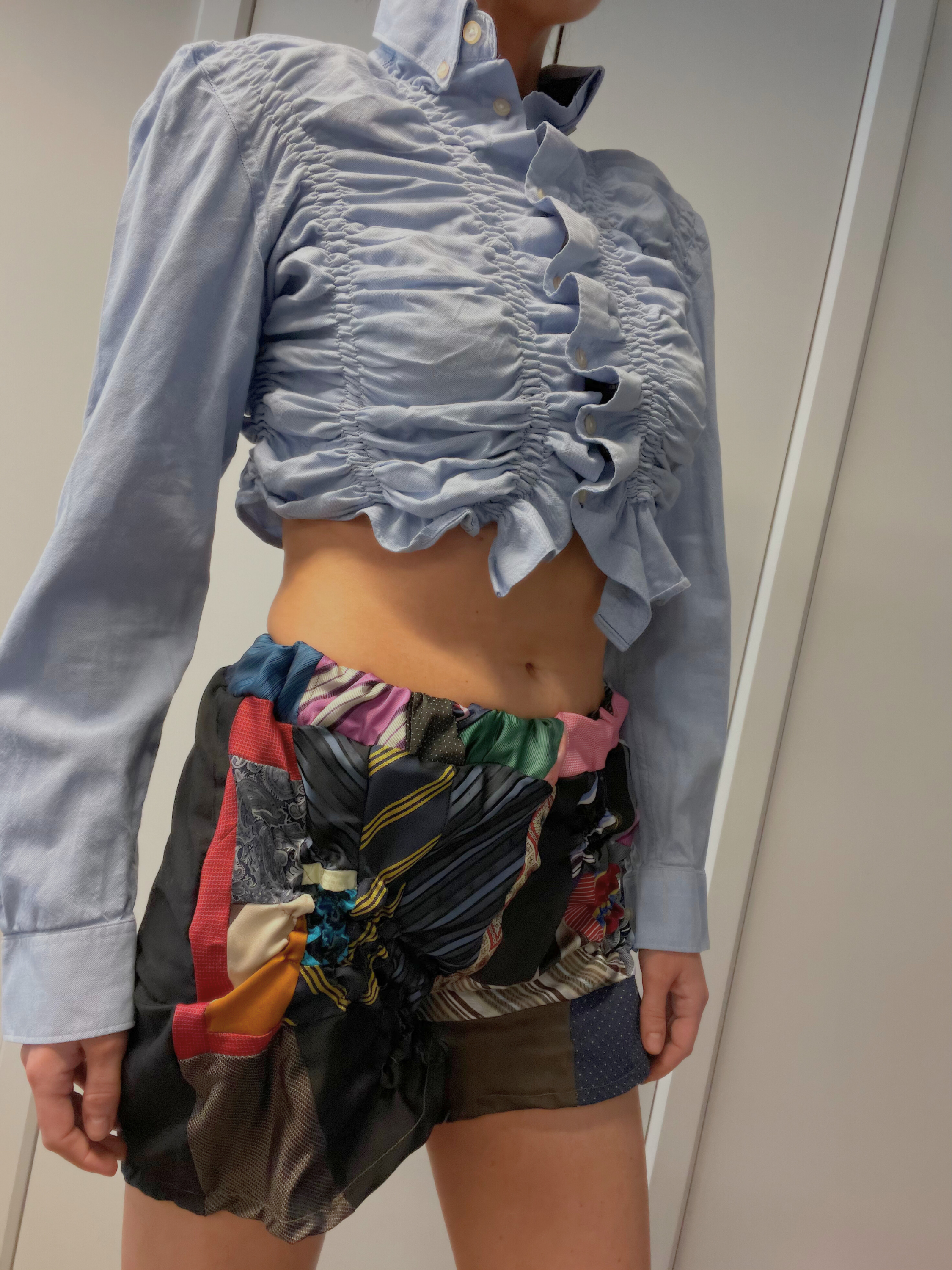 SHIRRED NECK TIE SHORTS / 2953. / S