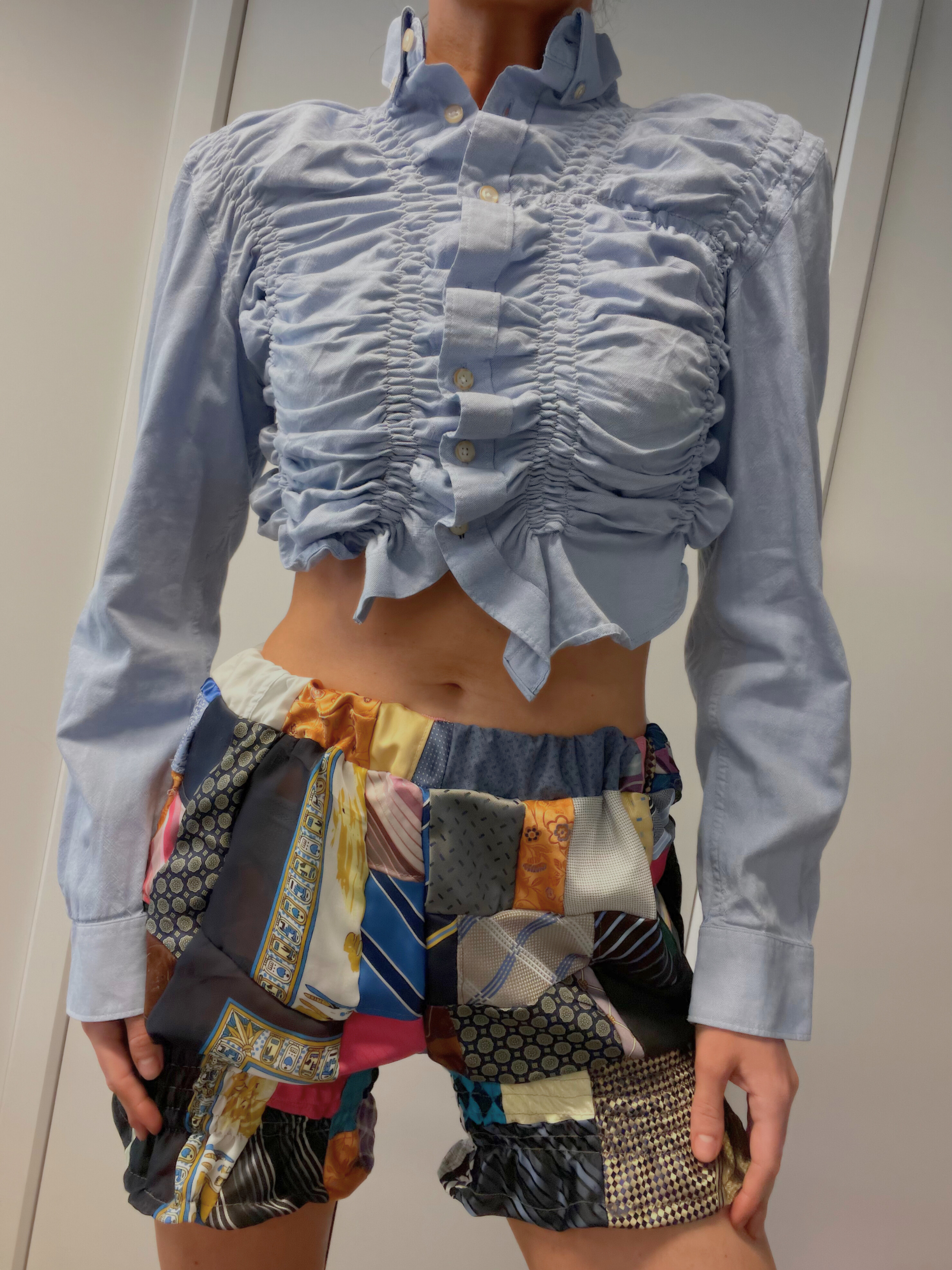 SHIRRED NECK TIE SHORTS / 2954. / S