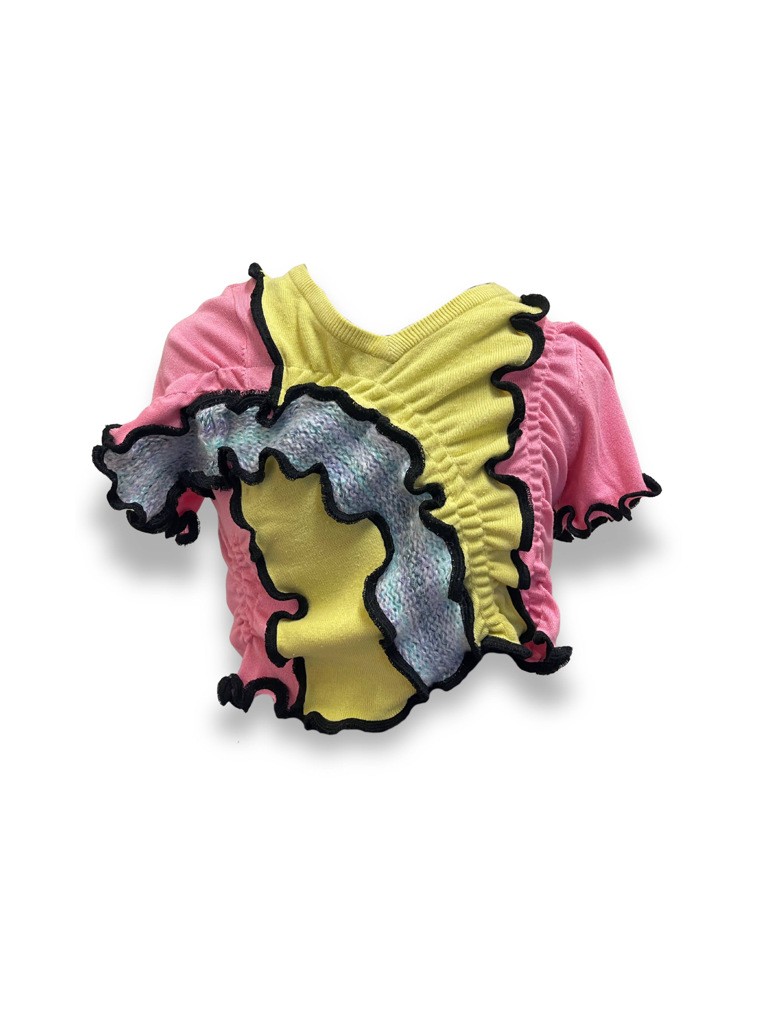 PATCHWORK SHIRRED TEE / 3015. / S