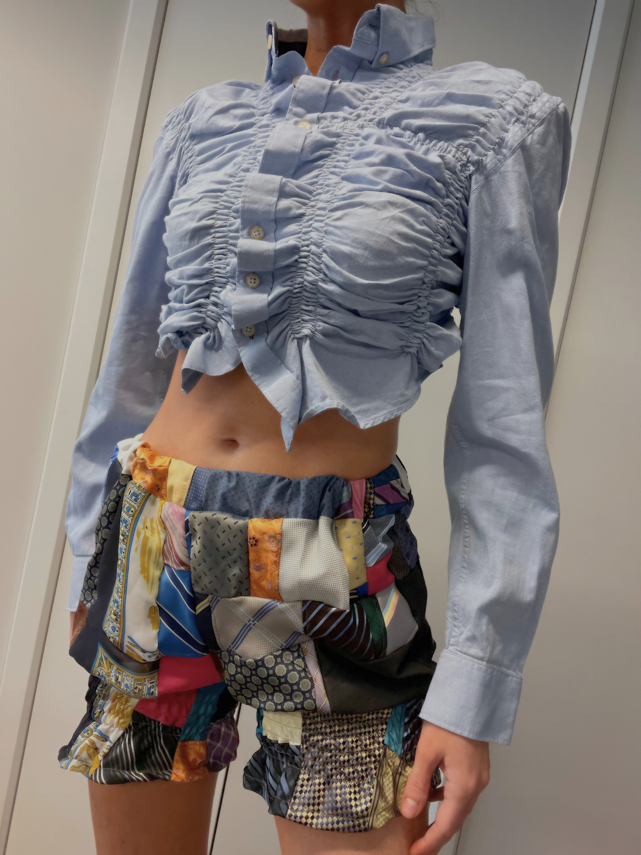 SHIRRED NECK TIE SHORTS / 2954. / S