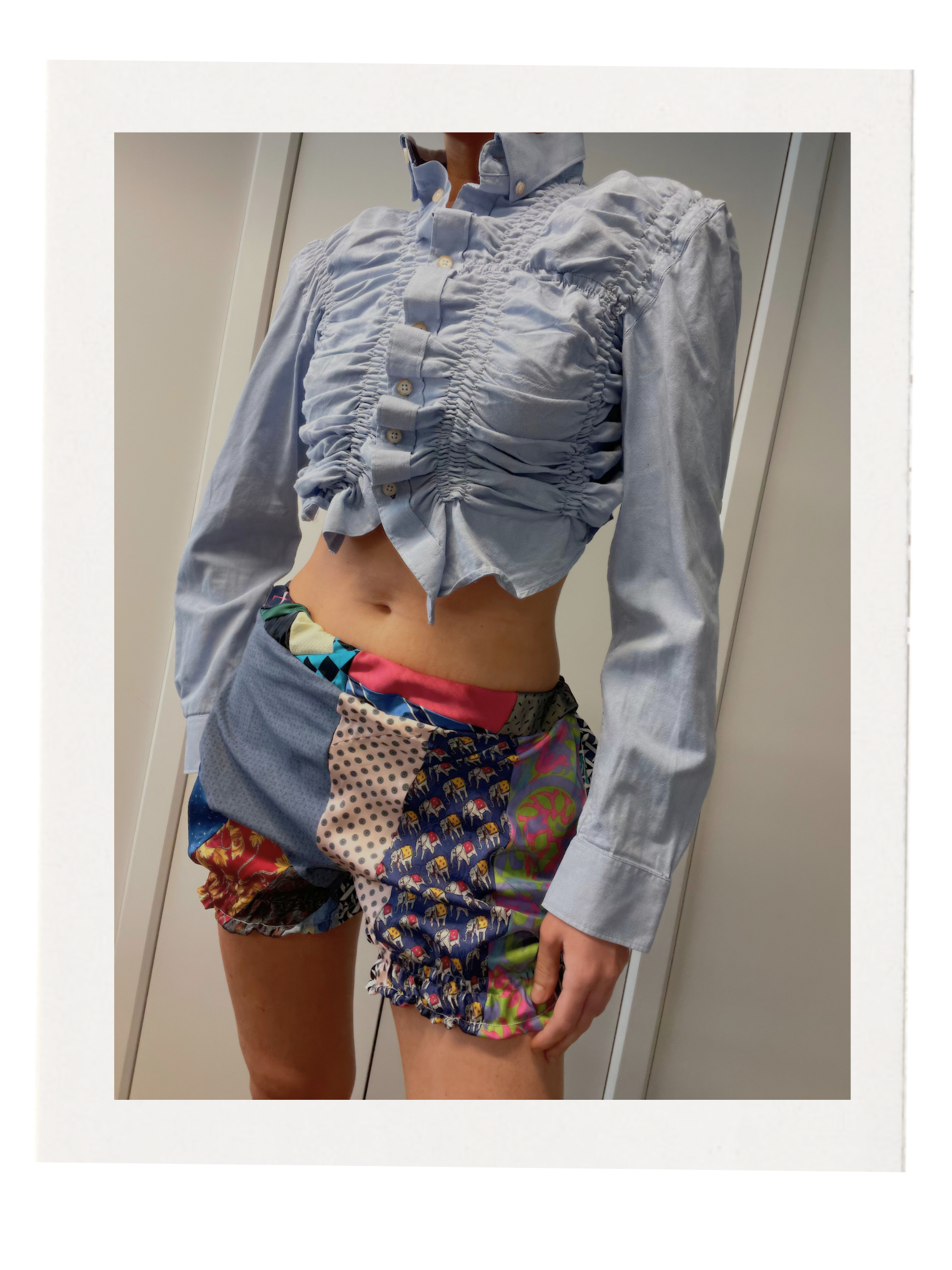SHIRRED NECK TIE SHORTS / 2949. / S
