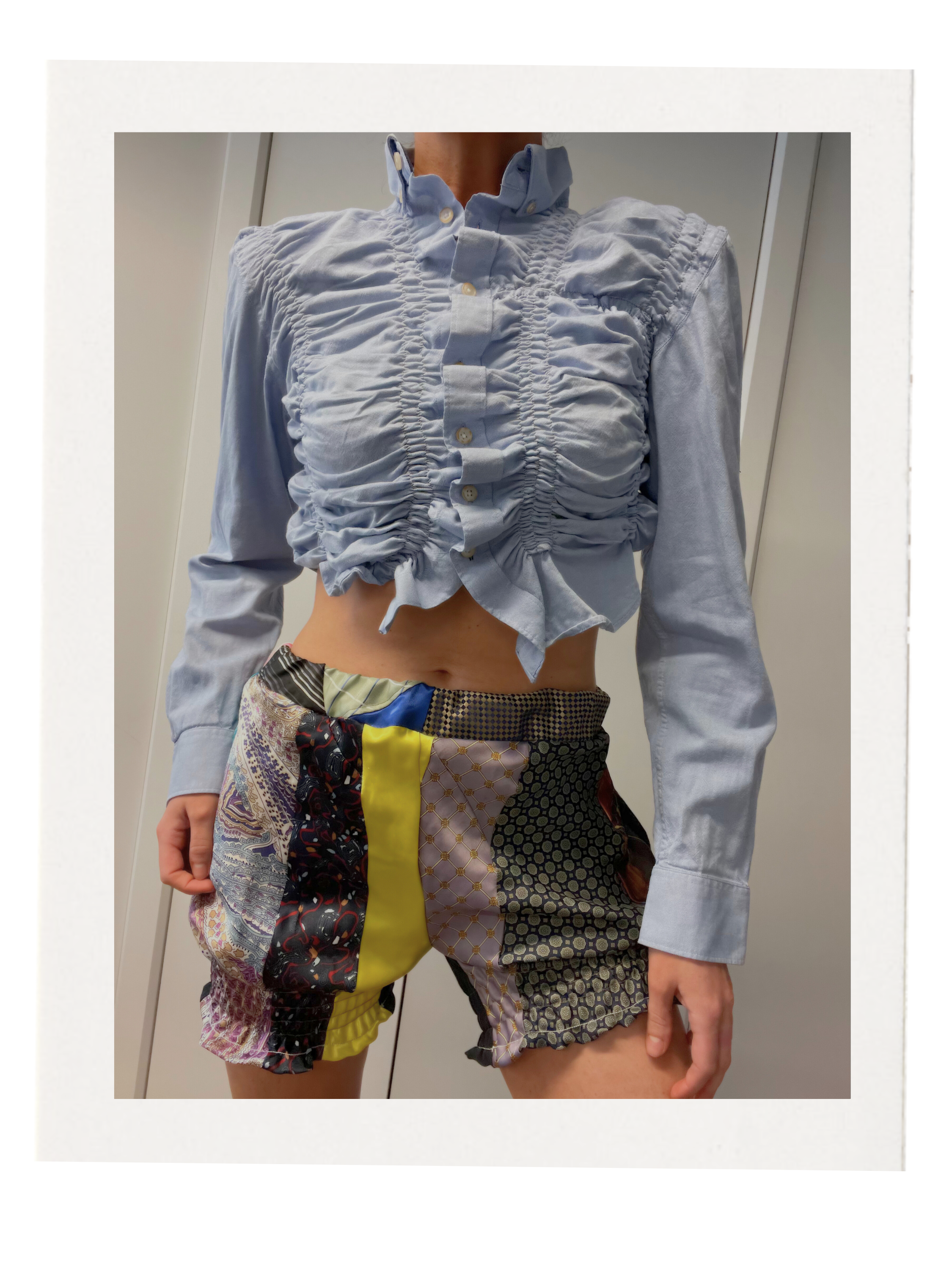 SHIRRED NECK TIE SHORTS / 2952. / S