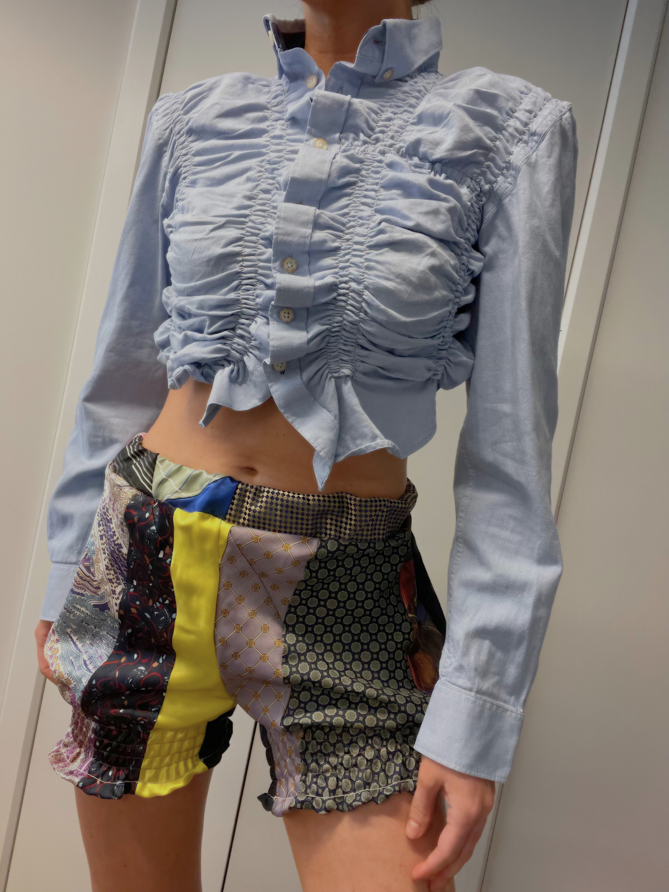 SHIRRED NECK TIE SHORTS / 2952. / S